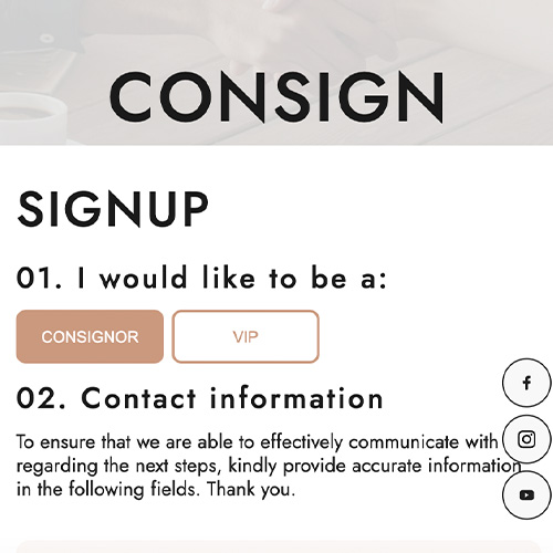 Consign page